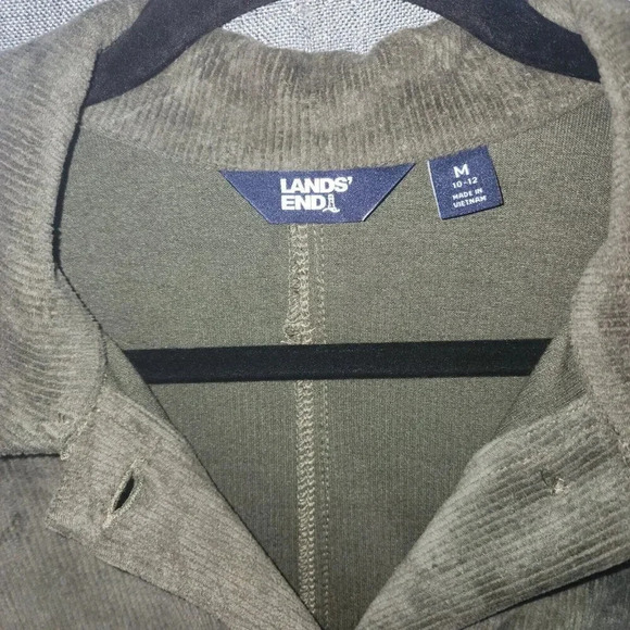 Lands End Corduroy Sport Chore Jacket Olive Green Button Down Size Medium - Picture 6 of 9